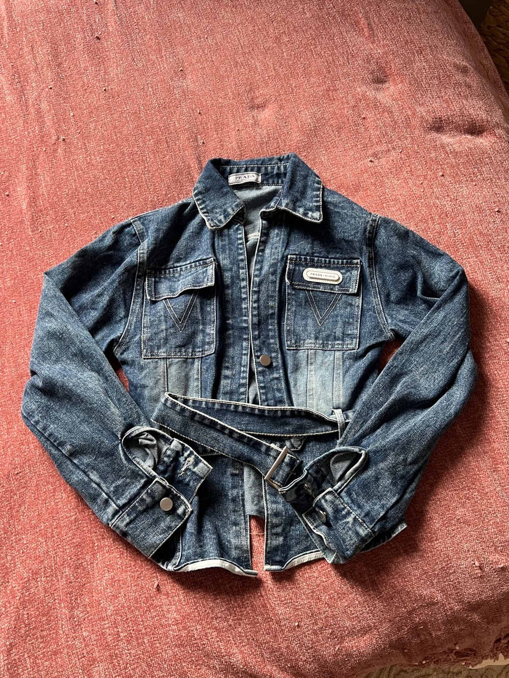 Prada Dark Blue Denim Jacket with Belt
